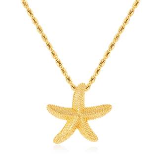 14K Gold Plated Starfish Pendant Necklace for Women Beach Jewelry | Chunky Big Beachy Ocean Dainty Charm Neckl