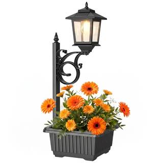 PASAMIC Solar Lamp Post with Planter, Large 11" Planter, 2 in 1 Outdoor Solar Planter Light, Waterproof Decora