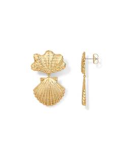 PAVOI 14K Gold Plated Dangle Sea Shell Earrings for Women - Statement Seashell Drop Dangle Earrings - Trendy C