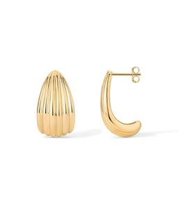 PAVOI 14K Gold Plated Chunky Vintage Earrings for Women - Trendy Textured Ribbed Knot Geometric Triangle Rope 