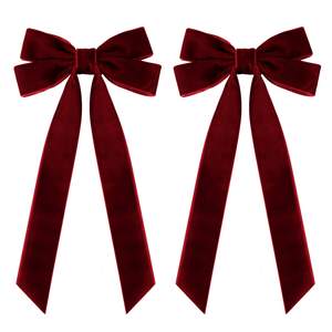 2PCS Velvet Hair Bows Red Hair Ribbon Clips Big Fall Alligator Clips Hair Accessories for Women Girls Toddlers