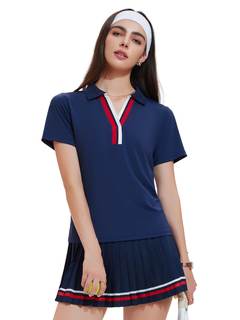 Women 2 Piece Tennis Skirt Set Pleated Golf Outfit, Polo V-Neck Athletic Dress Alternative Skort Set for Pickl