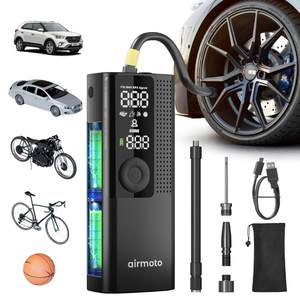 Airmoto Tire Inflator Portable Air Compressor for Cars, Bikes and Bicycles | Cordless Air Pump With Digital Pr