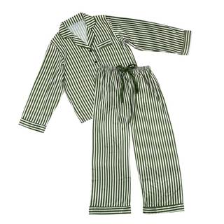 Bella Sleep + Spa Satin Pajamas for Women - 2-Piece Long Sleeve Full Length Luxury Pajama Set, Medium, Green S