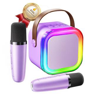 Kinglucky Kids Karaoke Machine with 2 Wireless Mics for Girls Age 3-12, Premium Sound & 5 Fun Voice Effects, F