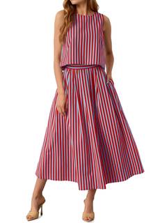 Tankaneo Womens 2 Piece Skirt Sets Summer Striped Tank Tops Midi Dress 2026 | Sleeveless tops and Midi Skirt, 