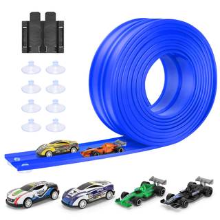 KETIEE Flex Tracks 16Ft for Kids: Flexible Race Car Ramp Track with 4 Small Racecars and 8 Suction Cups Compat