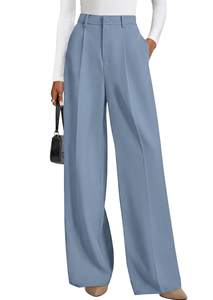 PRETTYGARDEN Women's Flowy Wide Leg Dress Pants | Soft Tailored High Waisted, Palazzo Pants Dressy , Pleated W