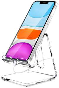 Crpich Acrylic Cell Phone Stand, Portable Clear Phone Stand for Desk, Compatible with Phone16 15 14 13 Pro Max