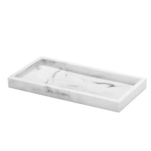 Luxspire Resin Bathroom Tray for Countertop Organizer, Mini, White Marble | 8 x 4 inch, non-slip waterproof re