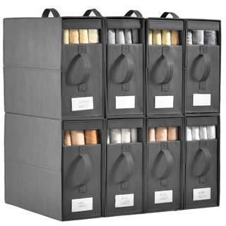 8 Pack Sheet Organizers and Storage, Bed Sheet Organizer with Window | Foldable Sheet Storage with Handle, lin
