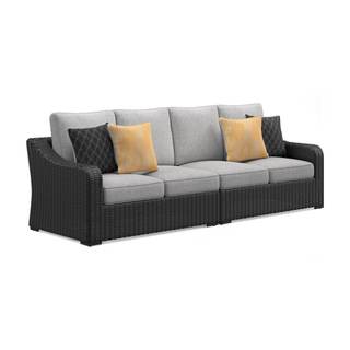 Signature Design by Ashley Beachcroft Outdoor Sectional Couch, 107-Inch Grand Size, Rust-Free Aluminum Frame a