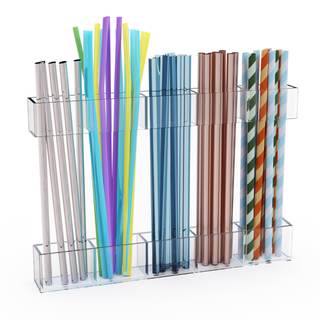 Upgraded 9.5'' Large Acrylic Straw Holder for Cabinet Door, Adjustable Space-Saving Straw Organizer Storage Di