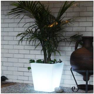 16-In Square LED Planter Pot Outdoor, Large Rechargeable Lighted Flower Pot w/Remote, Dimmable RGB Color Chang