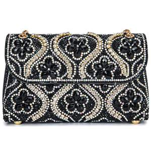 BBTT.ful Flower Evening Handbags Chain Strap Square Shoulder Bag Crossbody Bag Crystals Rhinestone Clutch Purs