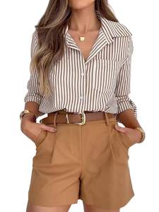 siliteelon Striped Button Down Shirts for Women Dress Shirts Long Sleeve Casual Collared Office Work Shirt wit
