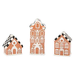 MACKENZIE-CHILDS Set of 3 Candle Holders, Decorative Ceramic Candle Holders for Christmas Decor, Gingerbread V