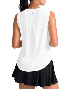 SANTINY Womens Workout Tank Top Lightweight Athletic Gym Yoga Running Shirt | Crew Neck, Loose Fit, Sleeveless