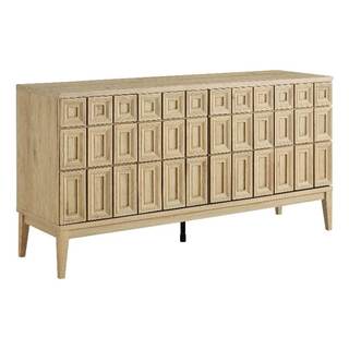 Modway Samos 62 Inch Retro Modern Sideboard with Storage in Hickory - Geometric Door Design Buffet Cabinet for