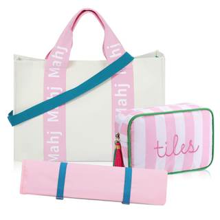 Sanwuta 3 Pcs Large Capacity American Mahjong Set Organizer and Carrier Bag with Removable Rack Holder, Portab