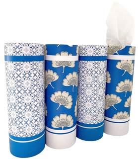 Car Tissues Holder with Facial Tissues - 4 PK - Travel Tissue Tubes Box Container Perfect Fit for Car Cup Hold