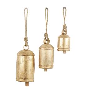 Deco 79 Metal Cow Bells, Meditation Bell, Set of 3, 10", 7", 5"H, Gold | Indoor metal…