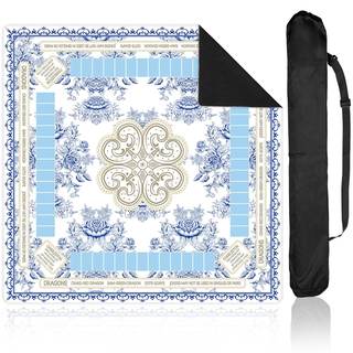 Chinoiserie Mahjong Mat with Black Carrying Bag 31.5 x 31.5 Inches Multi Purpose Game Table Cover Anti Slip an