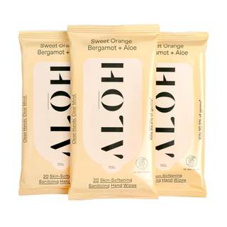 ALŌH Sweet Orange Bergamot + Aloe Hand Sanitizer Wipes, Travel Size | Clean Hands, Clear Mind, On The Go for K
