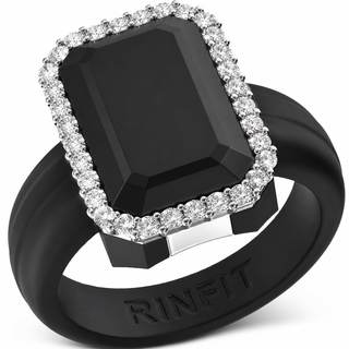 Rinfit Emerald Silicone Ring with CZ Stones for Women | AAAAA Grade Cubic Zirconia Stones, Soft Flexible Rubbe