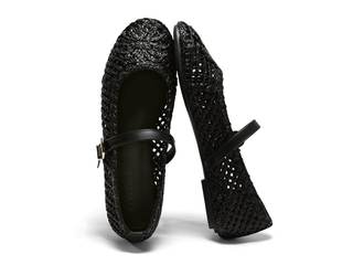 Coutgo Womens Mary Jane Woven Flats Round Toe Ballet Flats Dressy Comfortable Slip On Shoes