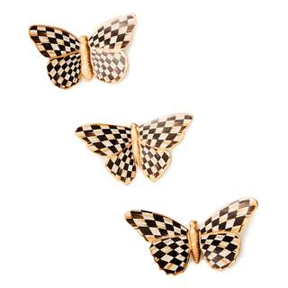 MACKENZIE-CHILDS Decorative Magnets Set, Courtly Check Butterfly | Magnetic art for metal items and refrigerat