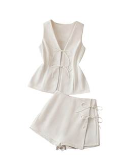 SOLY HUX Womens 2 Piece Summer Outfits Matching Sets Vest and Skort Shorts | Sleeveless X-Small Plain White