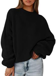 PRETTYGARDEN Women's Fall Oversized Holiday Sweaters | Warm Cozy Chunky Knit, Long Lantern Sleeve, Crewneck Dr