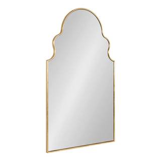 Kate and Laurel Vania Moroccan Arch Decorative Wall Mirror, 20 x 34, Gold, Modern Arched Scalloped Boho Mirror