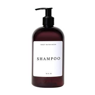 Sweet Water Decor Amber Plastic Jar | Refill Shampoo Dispenser | 16 oz Refillable Bottle with Pump | White Wat