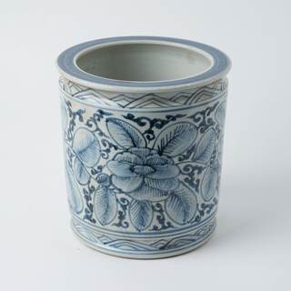 Antique Hand-Painted Flower and Bird Porcelain Pen Holder Old Style Ceramic Planter 9.7 Inch Large Plants Vase