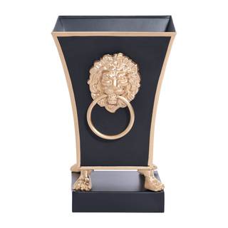 Jaye's Studio Regency Line, Paws & Claws, Decorative Black Square Cachepot & Planter, Gold Trim & Finish, Hand