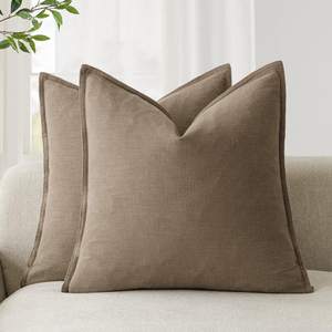 Foindtower Pack of 2, Decorative Linen Solid Throw Pillow Covers Soft Accent Cushion…