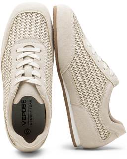 Vepose Women's Fashion Sneakers, Lightweight Breathable Mesh Tennis Shoes, 8206 Casual Suede Woven Raffia Squa