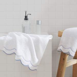 Peri Home 100% Cotton Hand Towel for Bathroom, Embroidered, Soft & Absorbent, 500 GSM, 1 Piece, 16" x 27", Whi