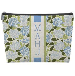 Blue and Green Hydrangea Empty Mahjong Tile Bag 13x7.8 Inch, | Blue Floral Printed Portable Travel Case Organi
