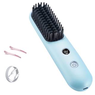 STUDLLY LCD Screen Cordless Hair Straightener & Curler 2 in 1, Blue | Portable Mini Travel Cordless Hair Strai