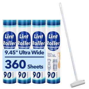 Large Lint Rollers for Carpet, 9.45'' Sticky Rollers for Floor with 360 Sheets, Extendable Long Handle Sticky 