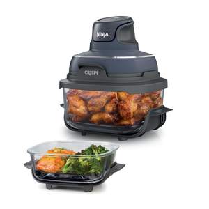 Ninja Crispi Glass Air Fryer, 4-in-1, Grey, FN101GY | Max crisp, bake, air fry, recrisp, 450F max, 4 Qt and 6 