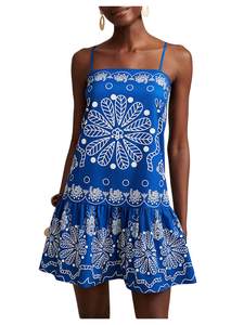 RoseSeek Women's Floral Boho Flowy Mini Cami Dress Ruffle Hem Tank Dresses | Spaghetti Strap, Vacation, Summer