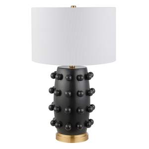 Henn&Hart 26" Modern 1-Light Table Lamp, Flat Black | Sculptural ceramic body with spherical orbs and a fabric