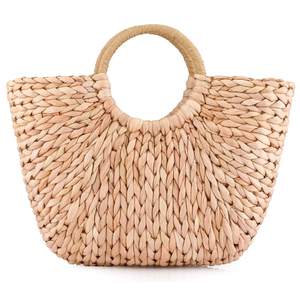 Summer Rattan Bag for Women Straw Hand-woven Top-handle Handbag Beach Sea Straw Rattan Tote Clutch Bags Pink K