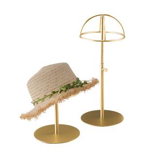 Hat Display Stand 2PCS Stainless Steel Brushed Nickel Titanium Hat Stand Metal Golden Adjustable Height Cap Ra