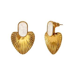 CelebWonde 24K Gold-Plated Heart Drop Earrings, Vintage Oval Enamel Statement Hypoallergenic Dangle Earrings f