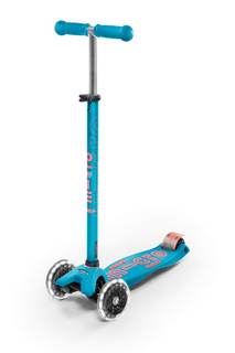Micro Kickboard Maxi LED 3-Wheel Kids Scooter, Ages 5-12, Up to 110lbs | Lean-to-Steer Design, Adjustable T-Ba